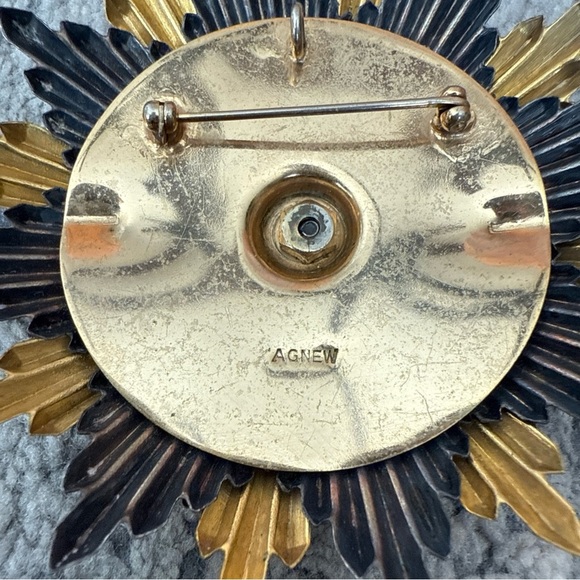 Vintage Agnew Signed Large 3 Inch Starburst Brooch Or Pendant - Picture 5 of 5